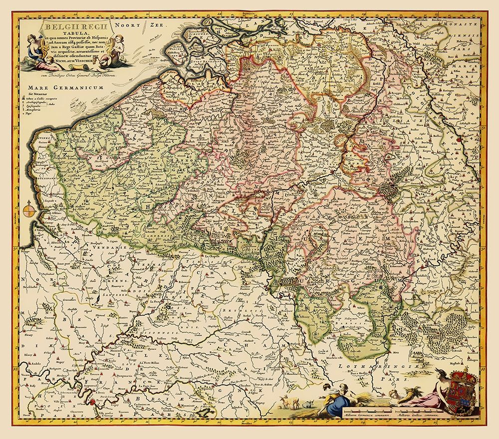 Benelux Belgium - Visscher 1684 art print by Visscher for $57.95 CAD