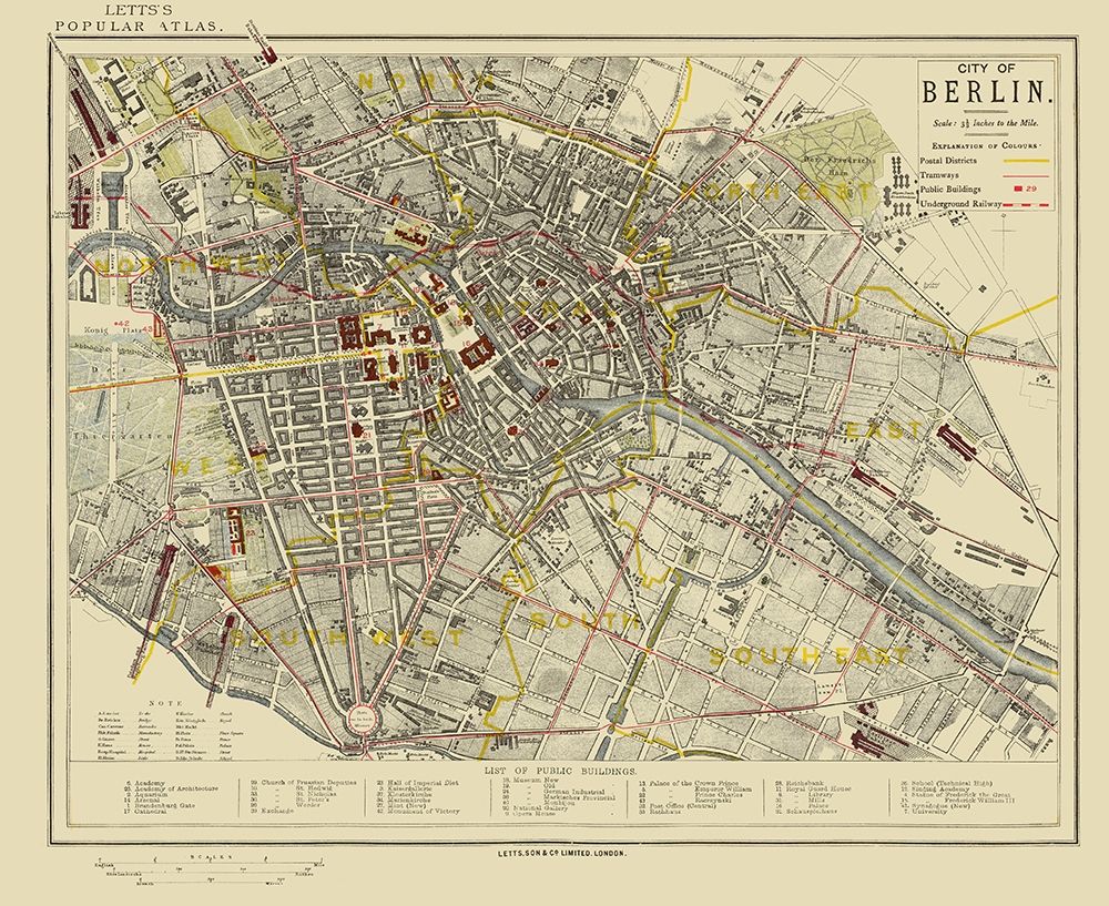 Berlin Plat Germany - Letts 1883 art print by Letts for $57.95 CAD