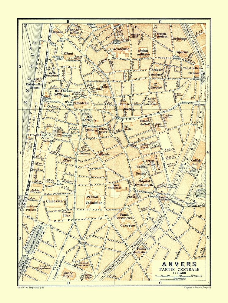 Anvers Central Part Belgium Europe - Baedeker 1910 art print by Baedeker for $57.95 CAD