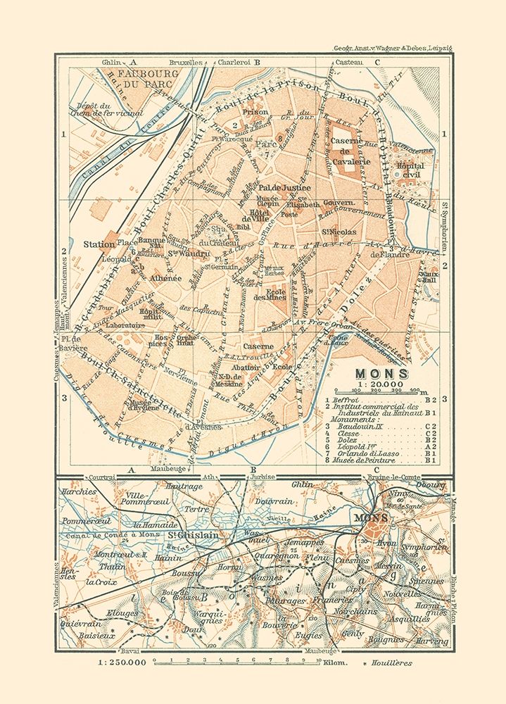 Mons Belgium Europe - Baedeker 1910 art print by Baedeker for $57.95 CAD