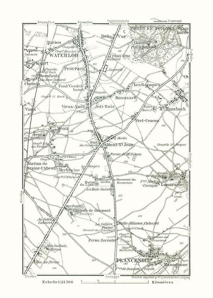 Waterloo Plancenoit Belgium Europe - Baedeker 1910 art print by Baedeker for $57.95 CAD