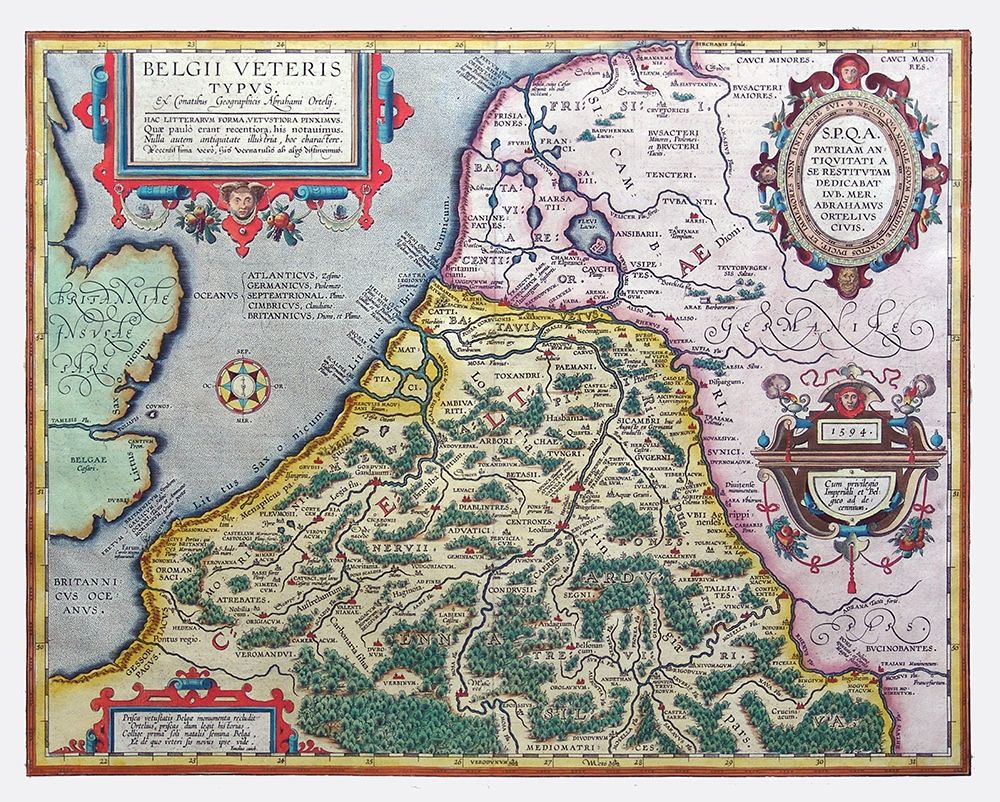 Ancient Belgium 1594 Europe - Ortelius 1570 art print by Ortelius for $57.95 CAD