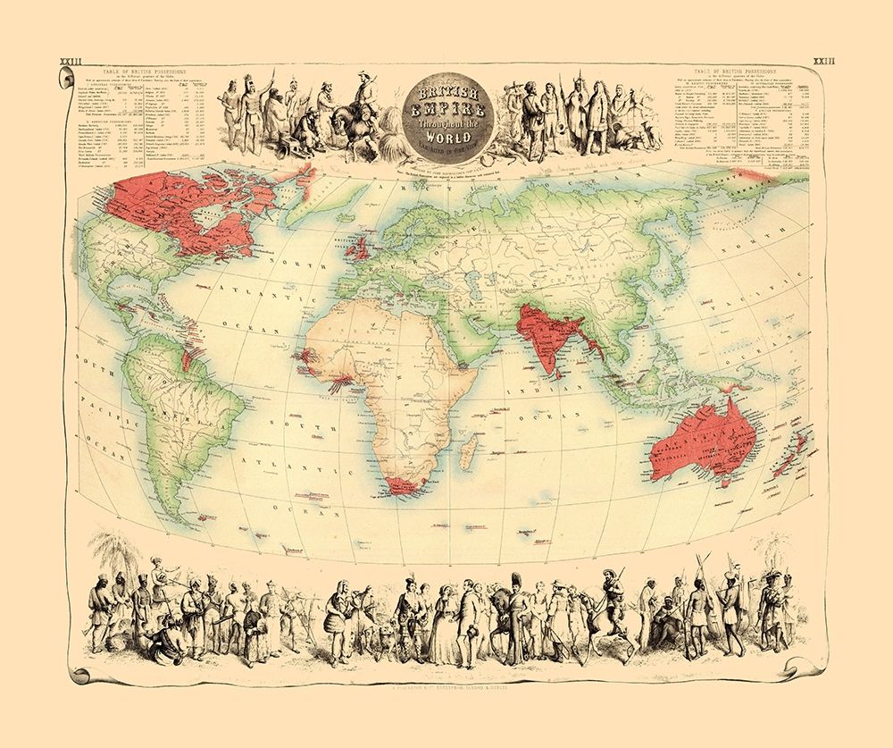 British Empire Throughout World - Bartholomew 1872 art print by Bartholomew for $57.95 CAD