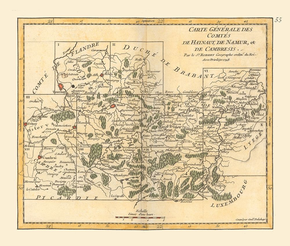 Hainaut Namur Cambresis Belgium - Robert 1748 art print by Robert for $57.95 CAD