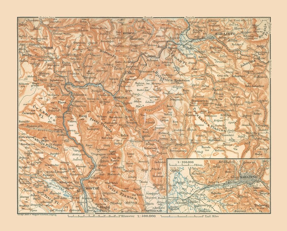Prenj Planina Bosnia Herzegovina Europe art print by Baedeker for $57.95 CAD
