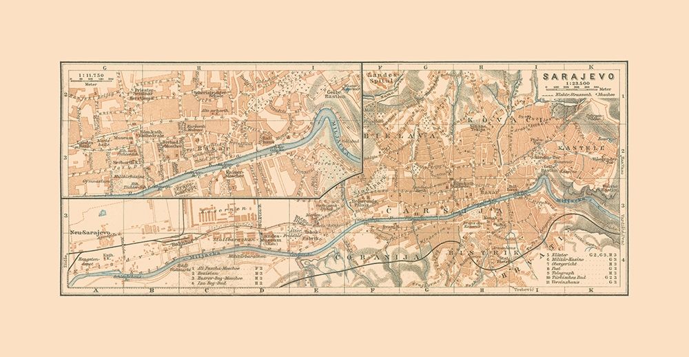 Sarajevo Bosnia Herzegovina Europe - Baedeker art print by Baedeker for $57.95 CAD