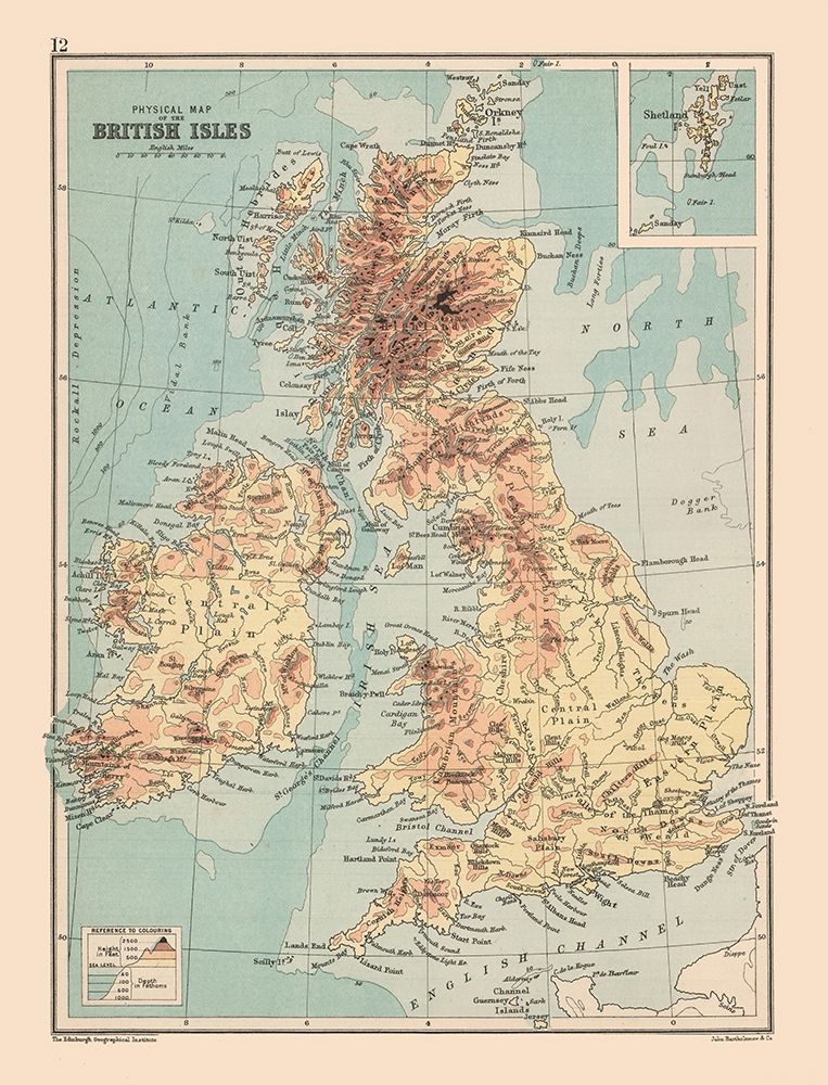 Shetland Islands British Isles - Bartholomew 1892 art print by Bartholomew for $57.95 CAD