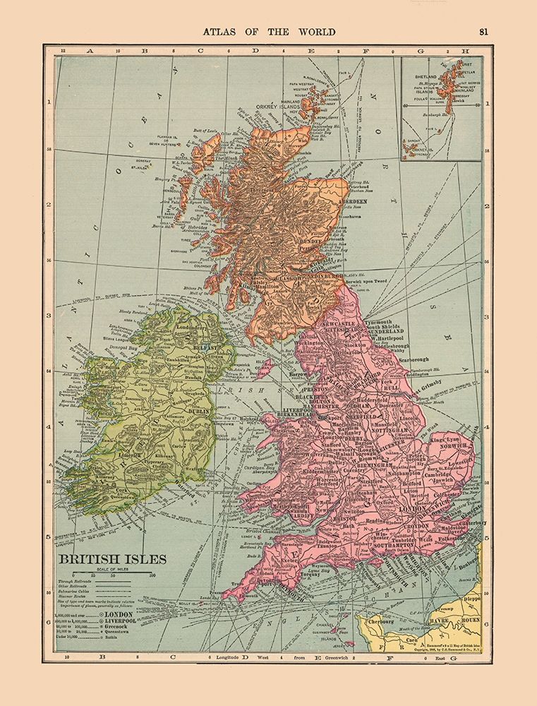 British Isles - Hammond 1910 art print by Hammond for $57.95 CAD