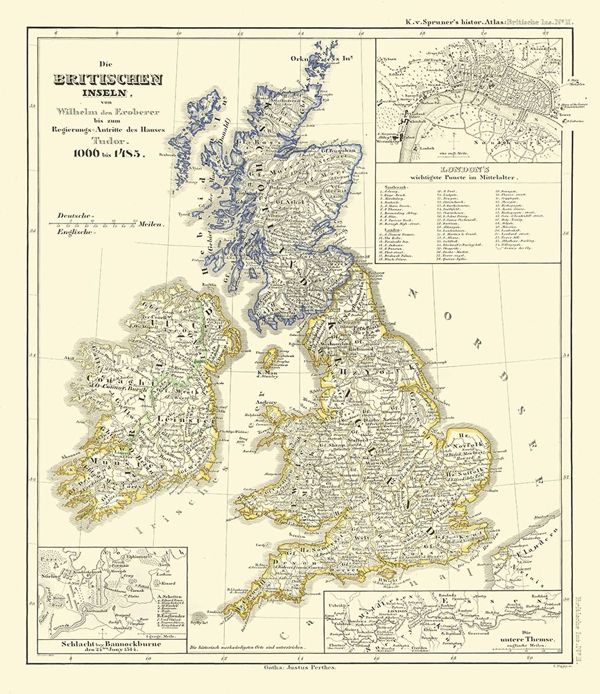 Tudors 1066-1485 British Isles - Spruner 1839 art print by Spruner for $57.95 CAD
