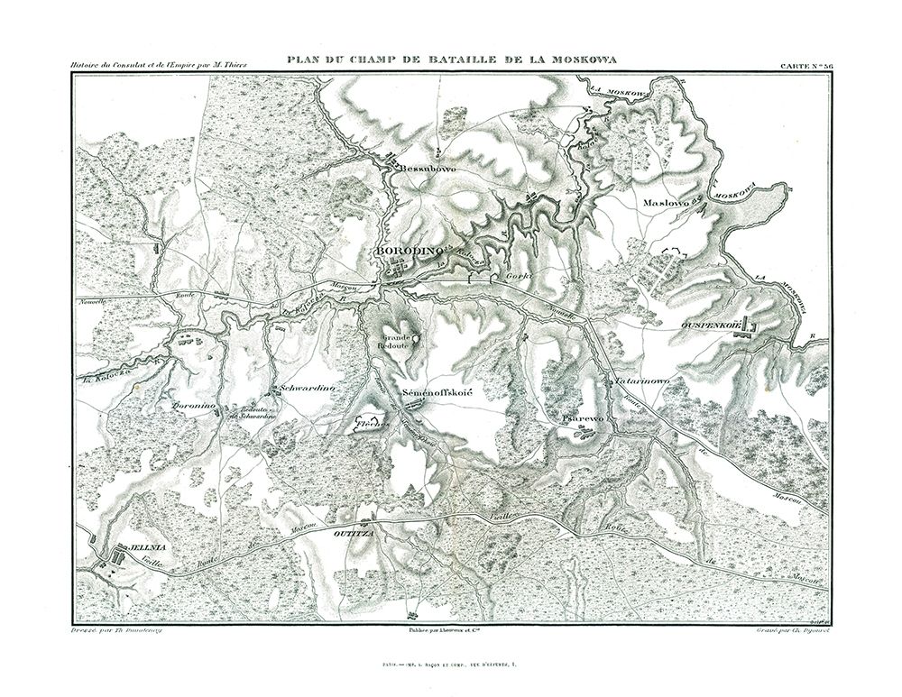 Battle of Borodino Field Plan - Thiers 1866 art print by Unknown for $57.95 CAD