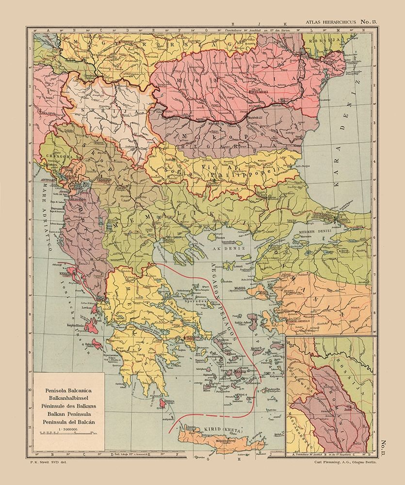 Europe Balkan Peninsula - Streit 1913 art print by Streit for $57.95 CAD