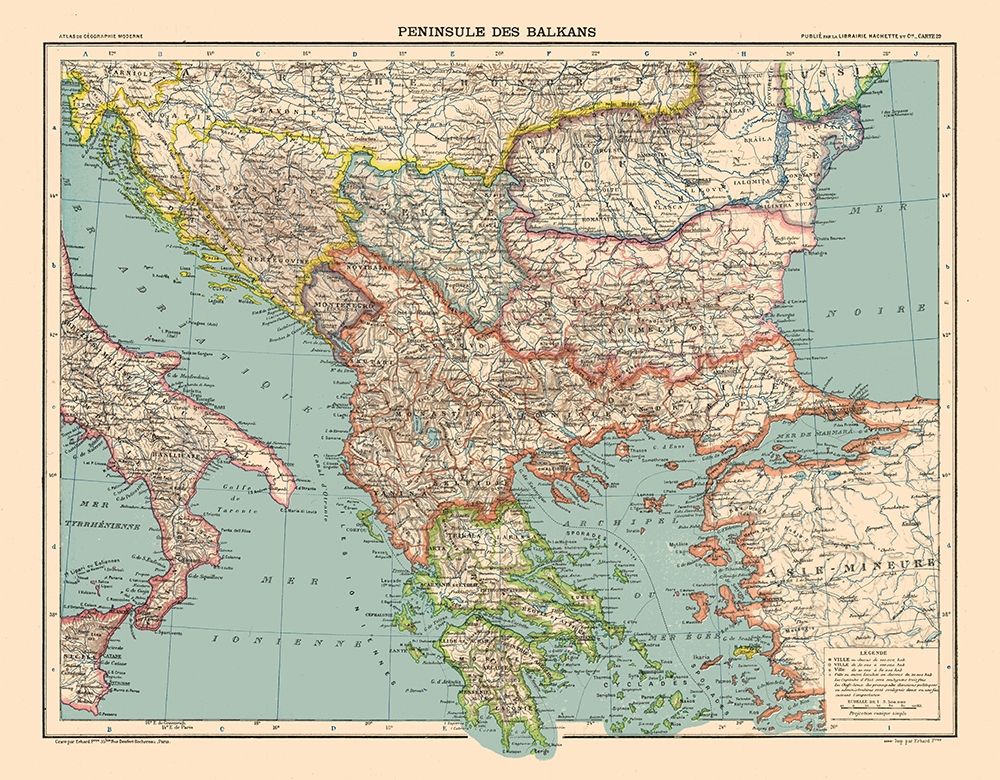 Europe Balkan Peninsula - Schrader 1908 art print by Schrader for $57.95 CAD