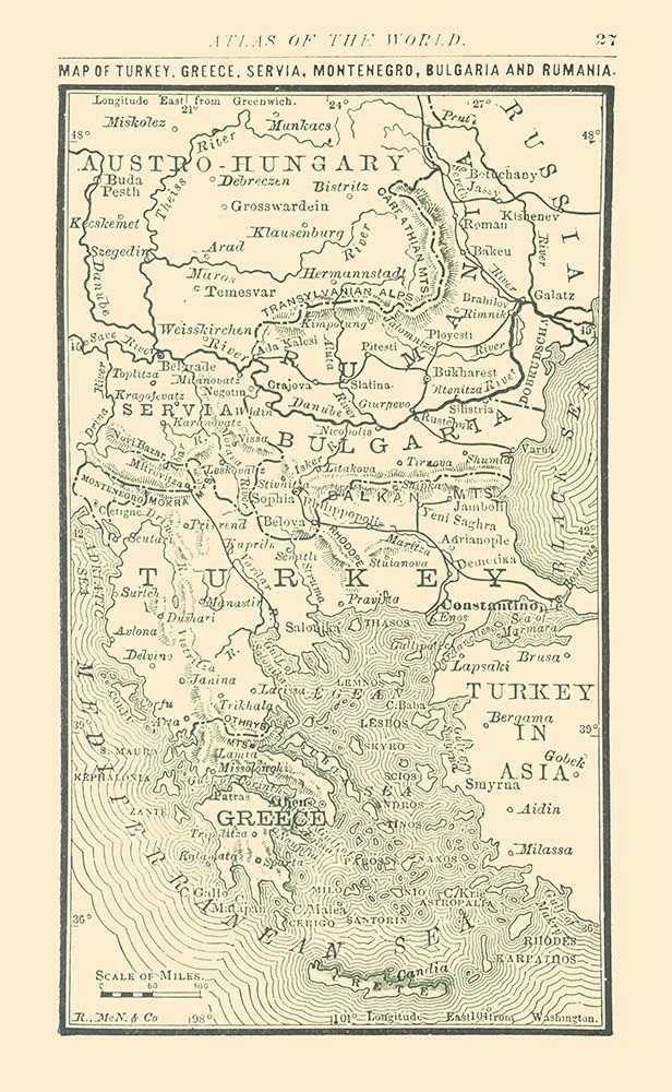 Balkan Peninsula - Alden 1886 art print by Alden for $57.95 CAD