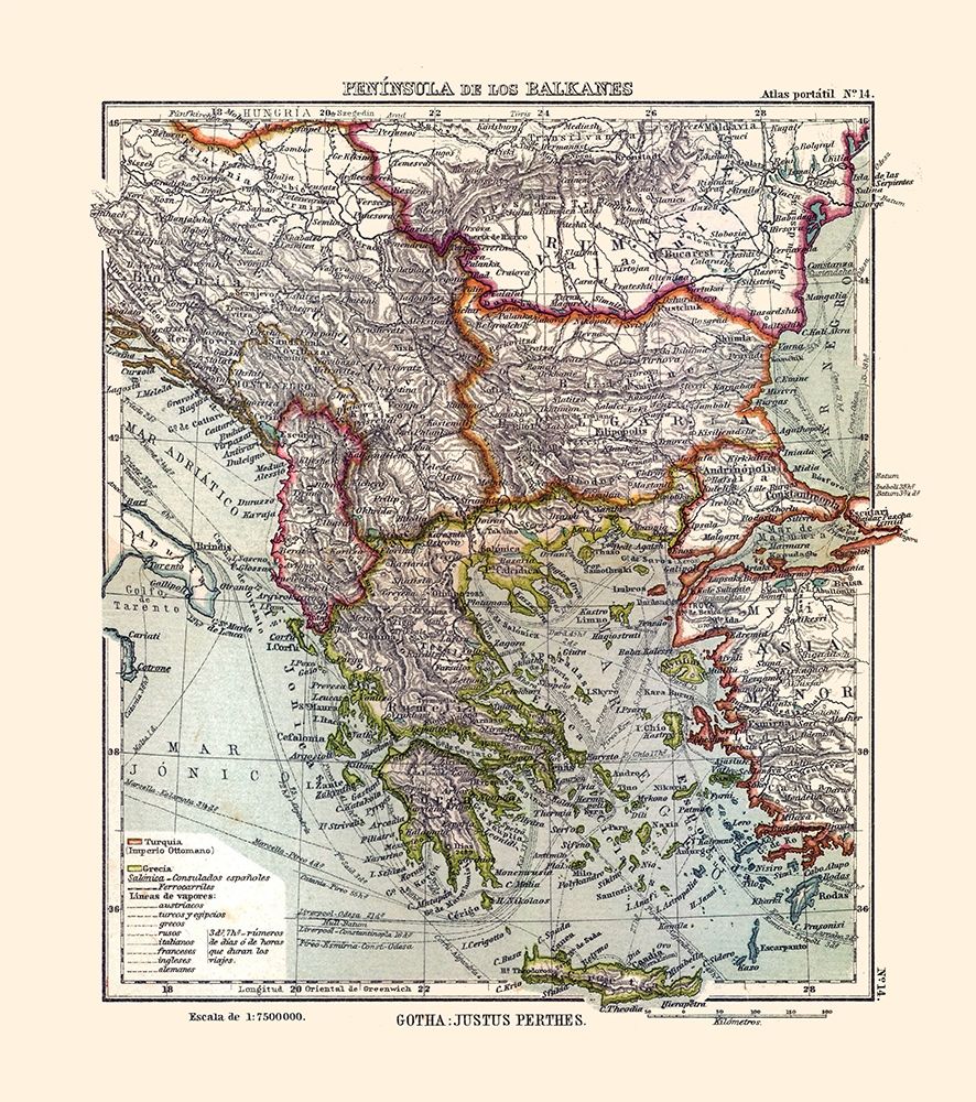 Europe Balkan Peninsula - Perthes 1921 art print by Perthes for $57.95 CAD