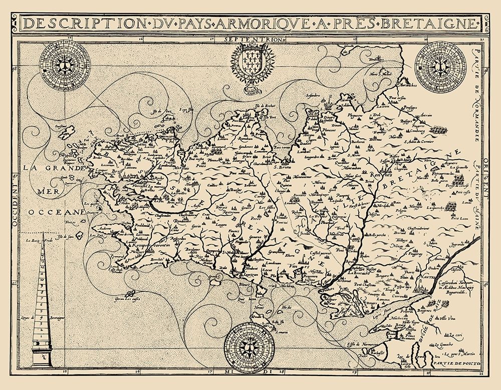 Brittany Region France - Tavernier 1641 art print by Tavernier for $57.95 CAD