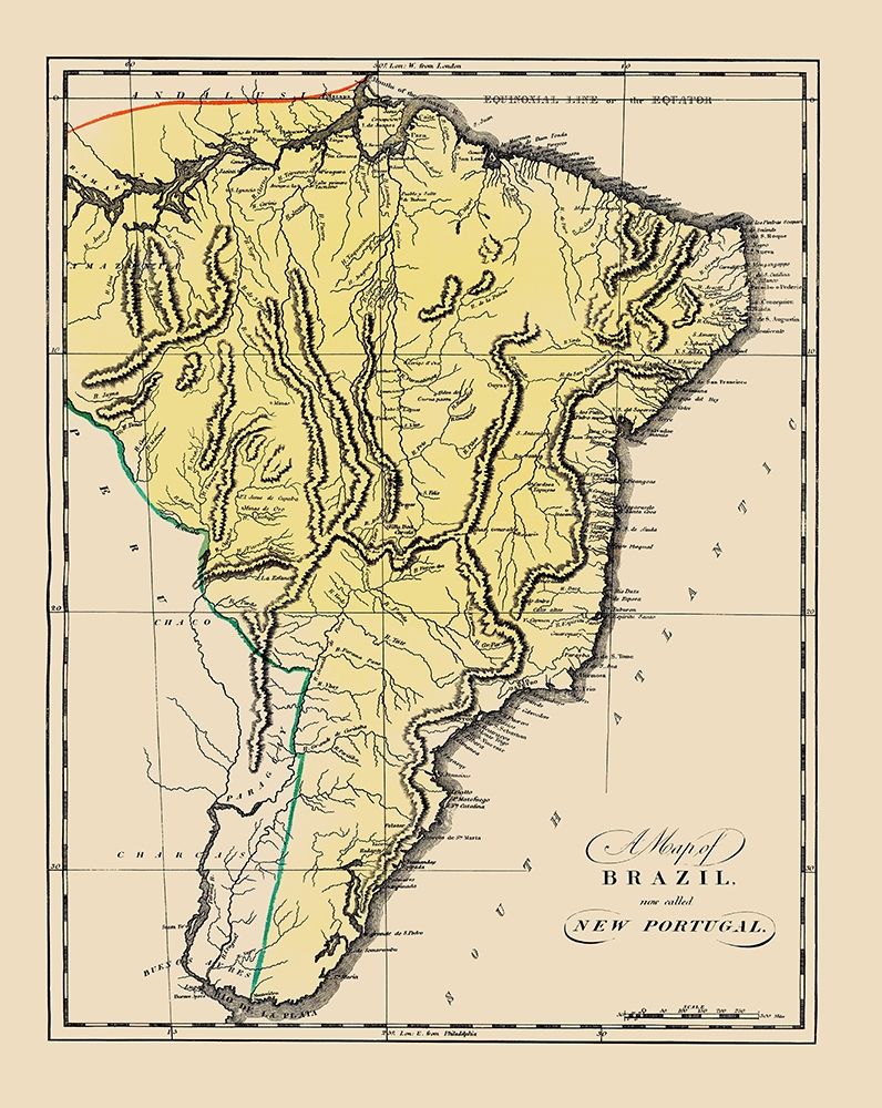 South America Brazil Uruguay - Carey 1818 art print by Carey for $57.95 CAD