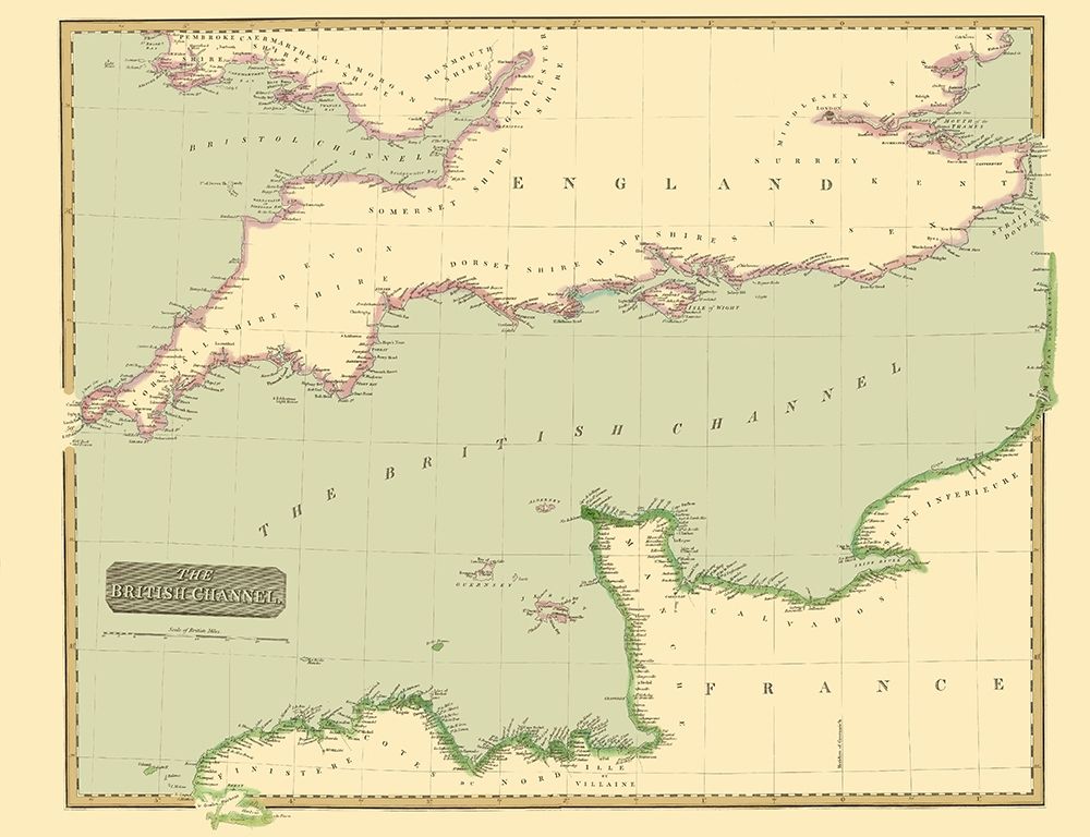 British Channel England France - Thomson 1814 art print by Thomson for $57.95 CAD