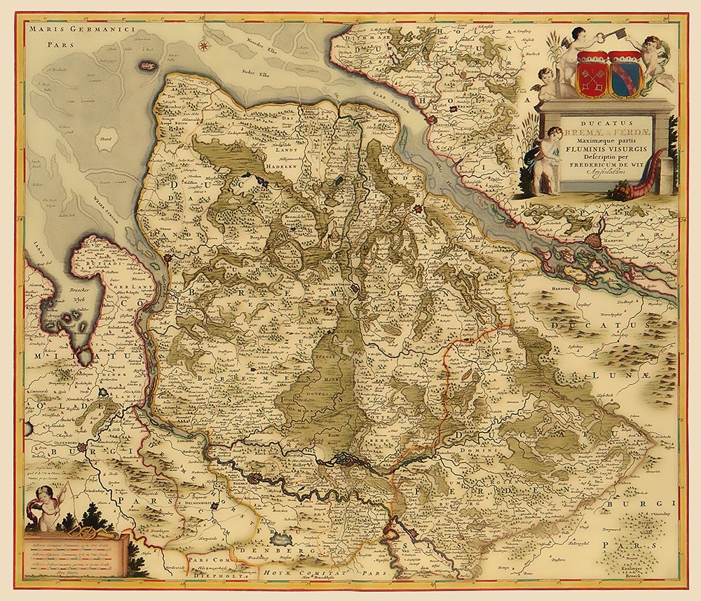 Bremen Verden Duchies Germany - De Wit 1688 art print by De Wit for $57.95 CAD