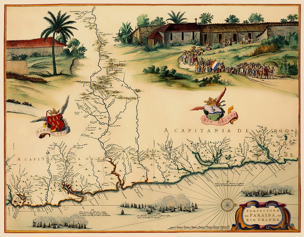 Brazilian Coast Brazil South America - Blaeu 1662 art print by Blaeu for $57.95 CAD