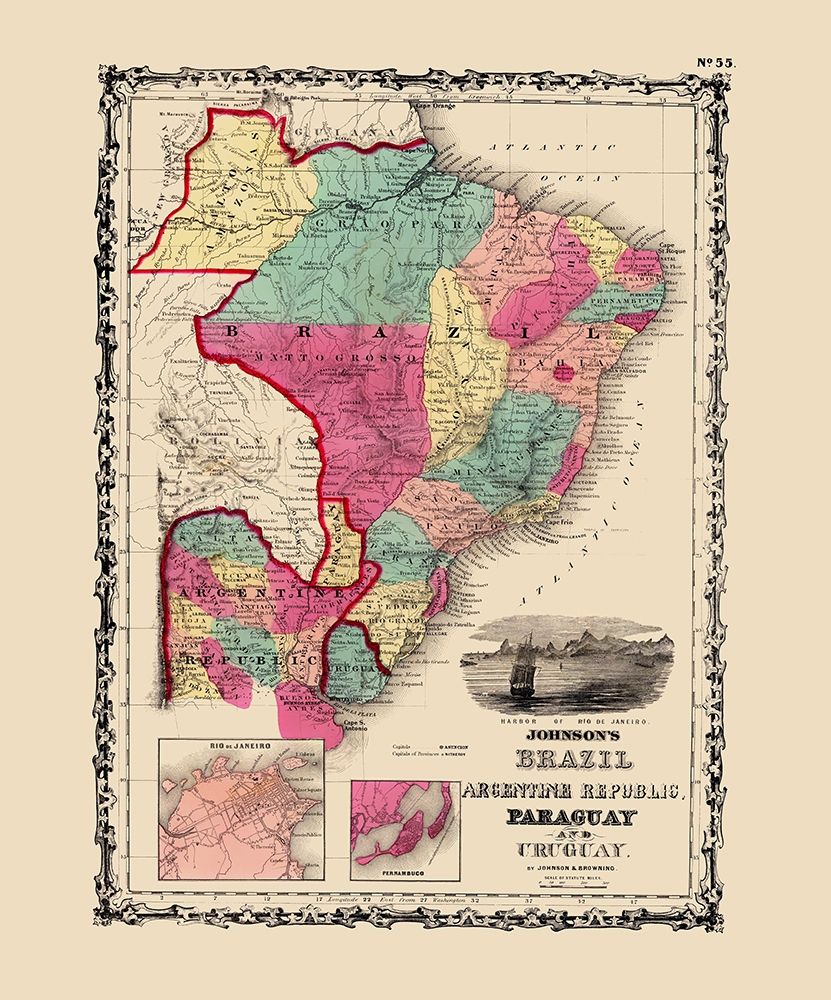 Brazil Argentina Republic Paraguay Uruguay art print by Johnson for $57.95 CAD