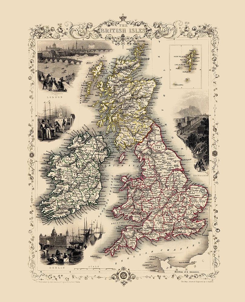 British Isles Great Britain - Tallis 1851 art print by Tallis for $57.95 CAD