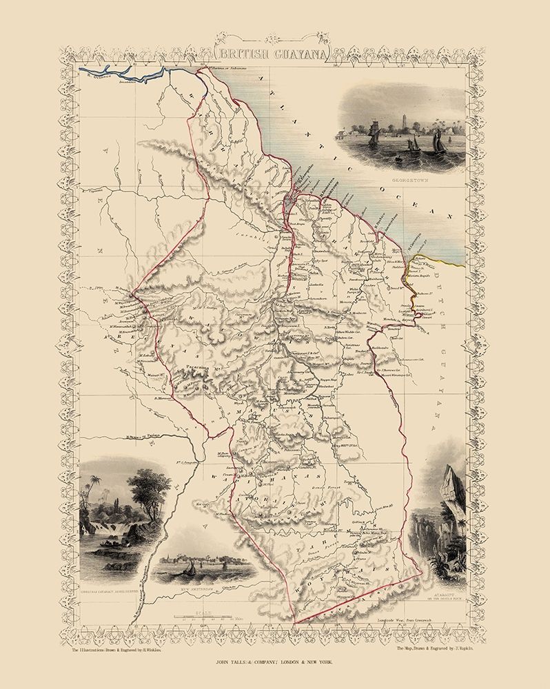 British Guayana South America - Tallis 1851 art print by Tallis for $57.95 CAD