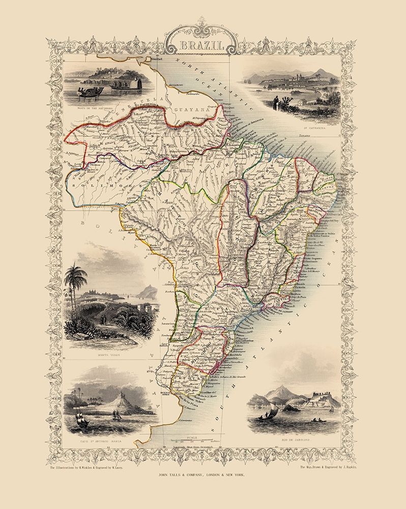 South America Brazil - Tallis 1851 art print by Tallis for $57.95 CAD