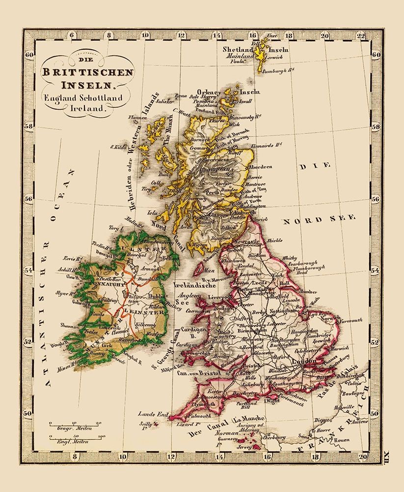 British Isles Great Britain - Stieler 1852 art print by Stieler for $57.95 CAD