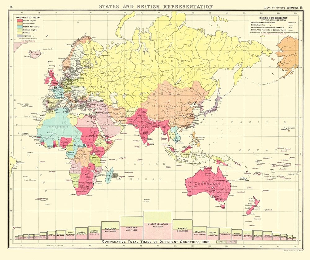 British Trade United Kingdom - Bartholomew 1907 art print by Bartholomew for $57.95 CAD