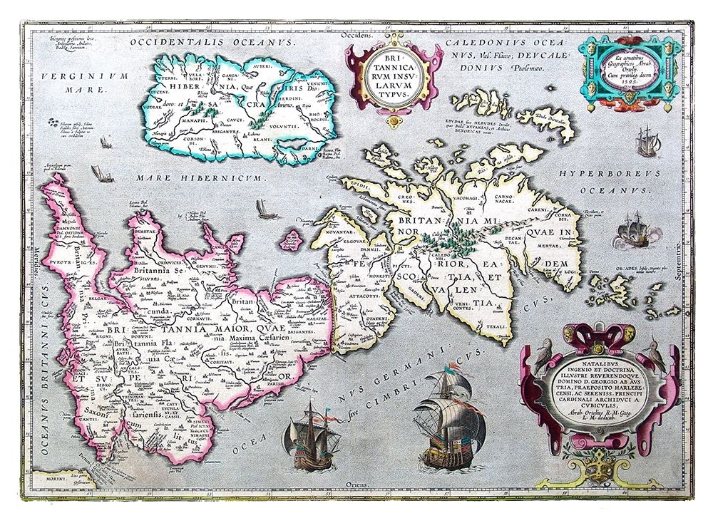 Ancient Britain United Kingdom - Ortelius 1595 art print by Ortelius for $57.95 CAD