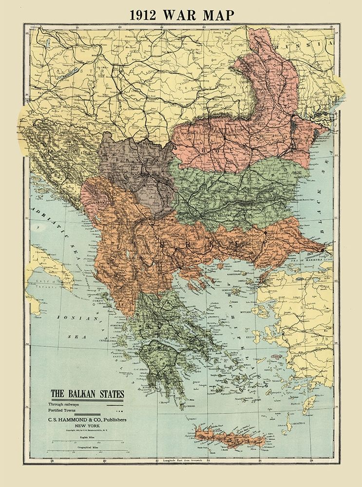Balkan States War - Hammond 1912 art print by Hammond for $57.95 CAD
