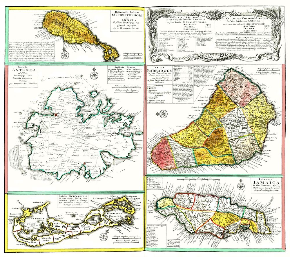 Islands of Caribbean West Indies Jamaica Barbados art print by Unknown for $57.95 CAD