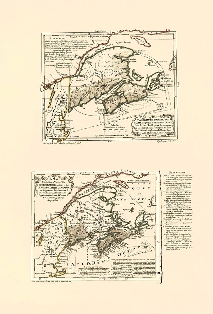 Nova Scotia Acadia Canada - Jeffreys 1713 art print by Jeffreys for $57.95 CAD
