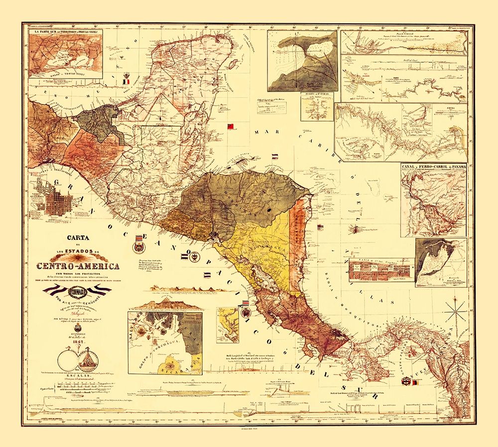 Honduras Guatemala Nicaragua - Dilbryado 1862 art print by Dilbryado for $57.95 CAD