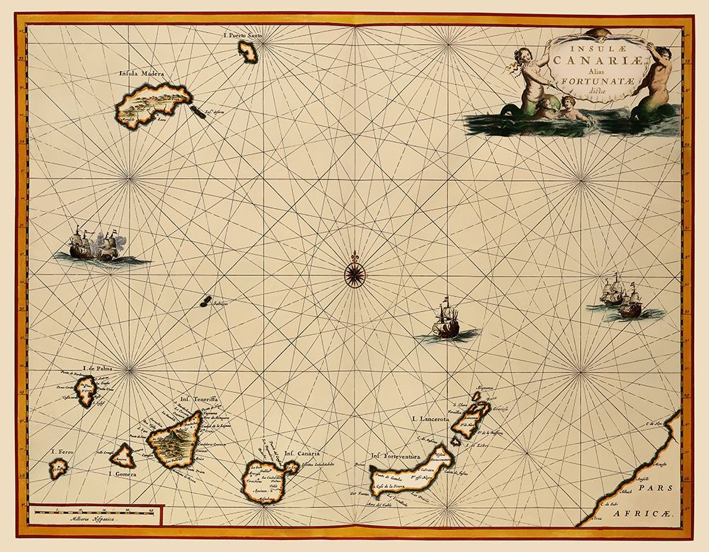 Canary Islands Spain - Ogilby 1667 art print by Ogilby for $57.95 CAD