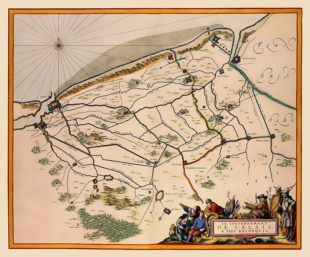 Calais Region France - Blaeu 1662 art print by Blaeu for $57.95 CAD