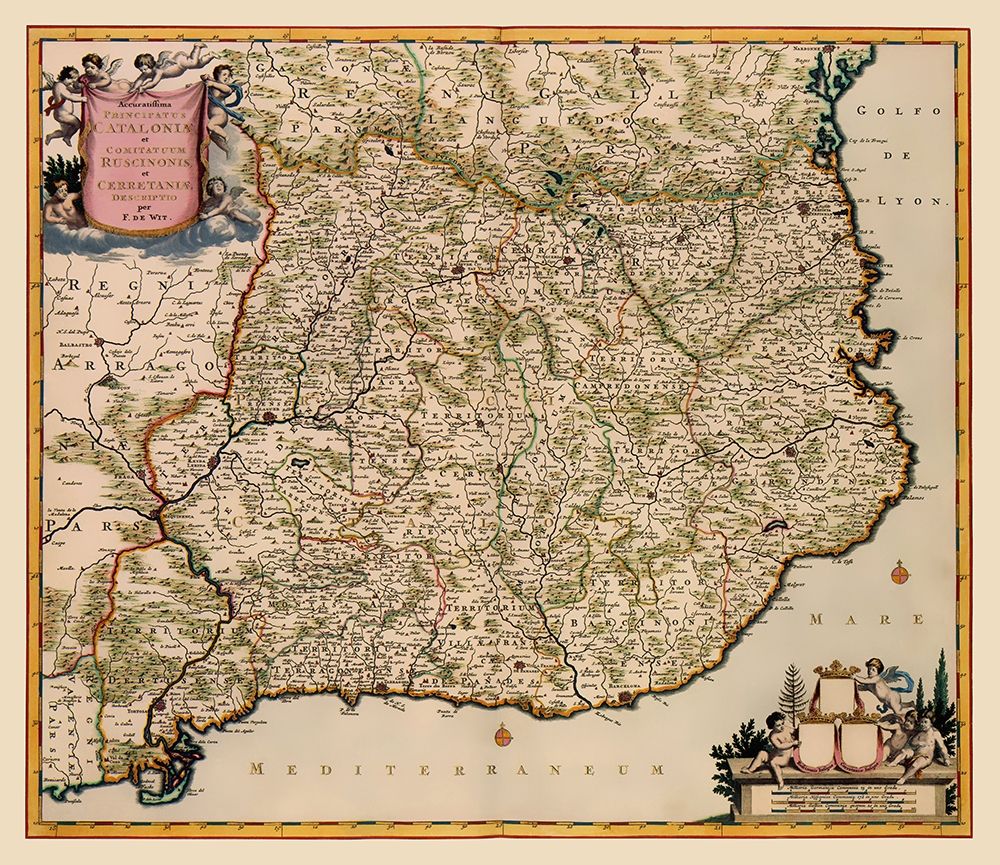 Iberian Peninsula Catalonia Spain - De Wit 1688 art print by De Wit for $57.95 CAD