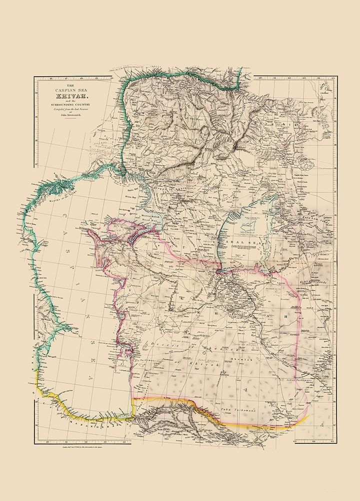 Caspian Sea Region Asia - Arrowsmith 1844 art print by Arrowsmith for $57.95 CAD