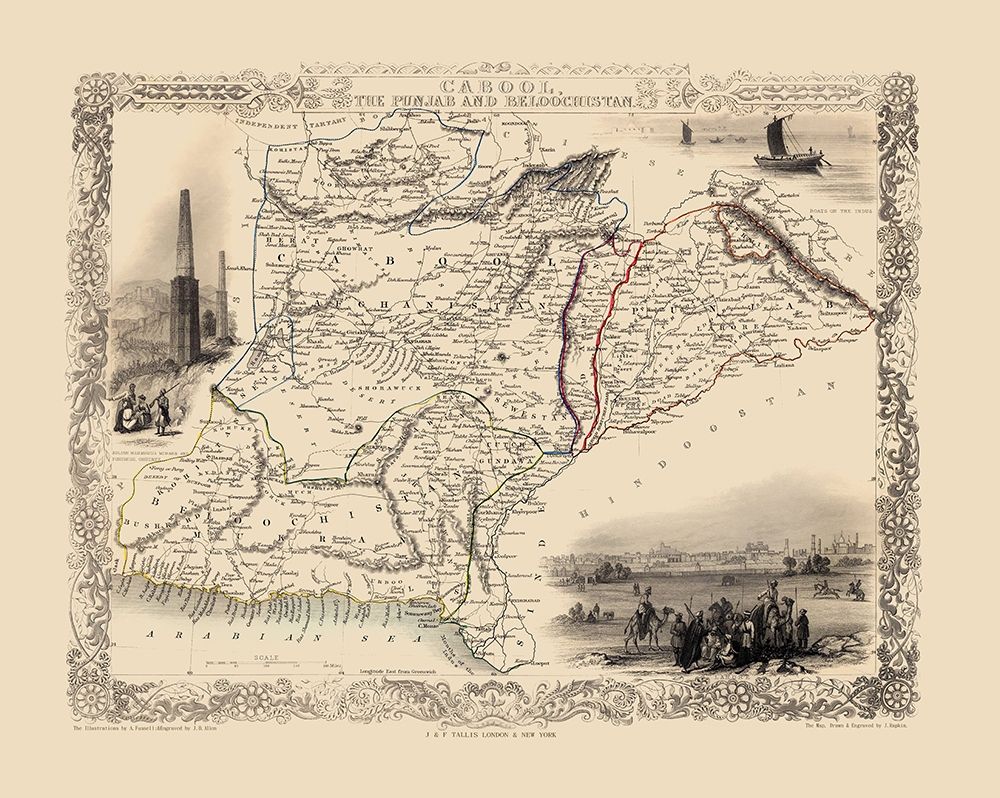 Asia Afghanistan Iran Pakistan - Tallis 1851 art print by Tallis for $57.95 CAD