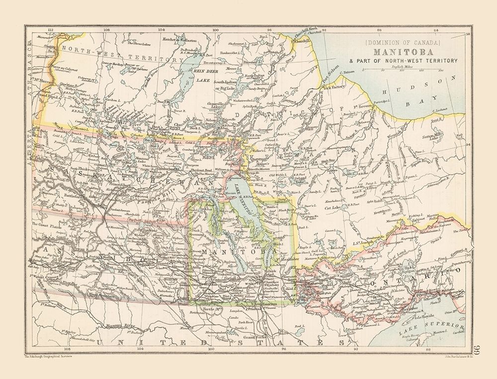 Manitoba Canada - Bartholomew 1892 art print by Bartholomew for $57.95 CAD