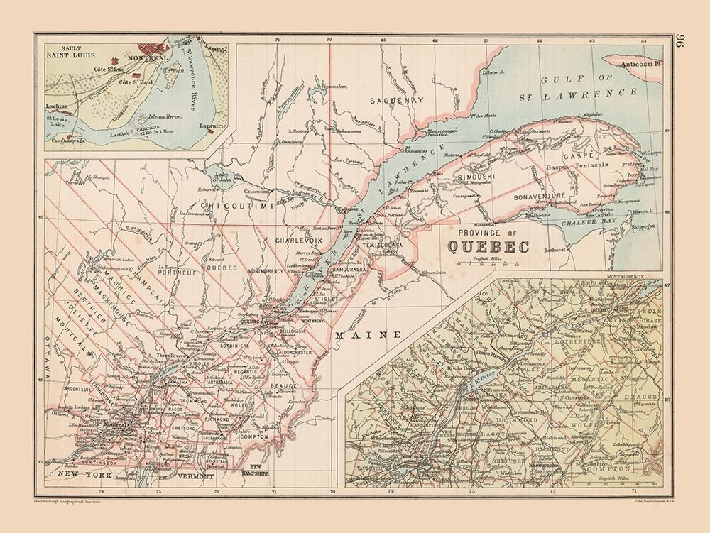 Quebec Canada - Bartholomew 1892 art print by Bartholomew for $57.95 CAD