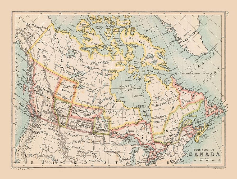 Canada - Bartholomew 1892 art print by Bartholomew for $57.95 CAD