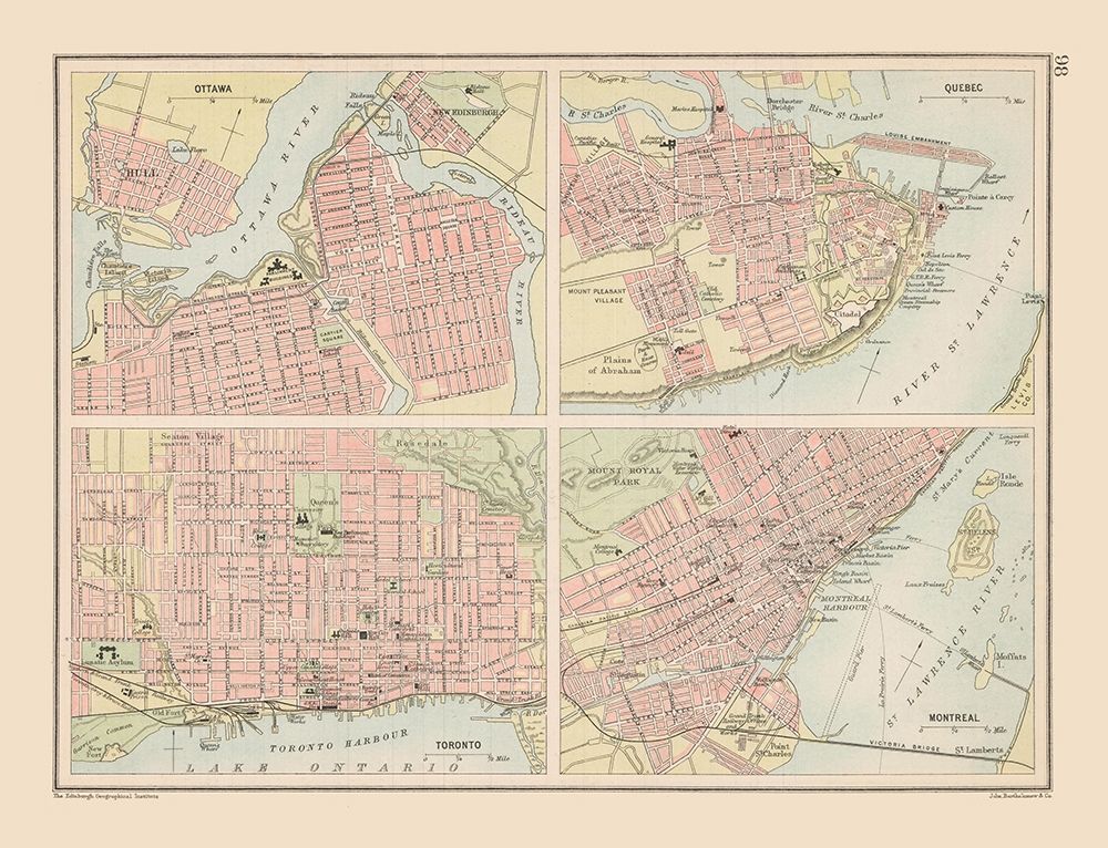 Canadian Cities - Bartholomew 1892 art print by Bartholomew for $57.95 CAD
