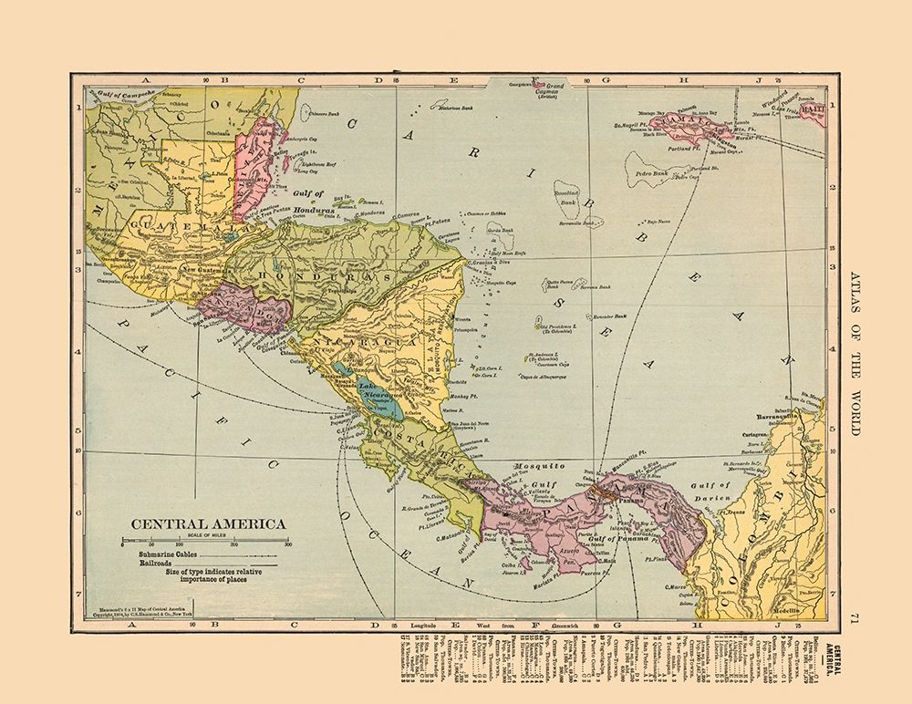 Guatemala Honduras Nicaragua Costa Rica Panama art print by Hammond for $57.95 CAD