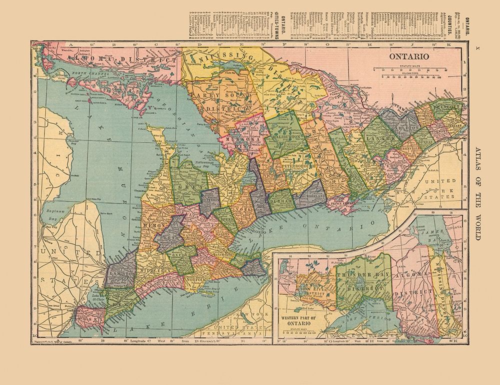 Ontario Canada - Hammond 1910 art print by Hammond for $57.95 CAD