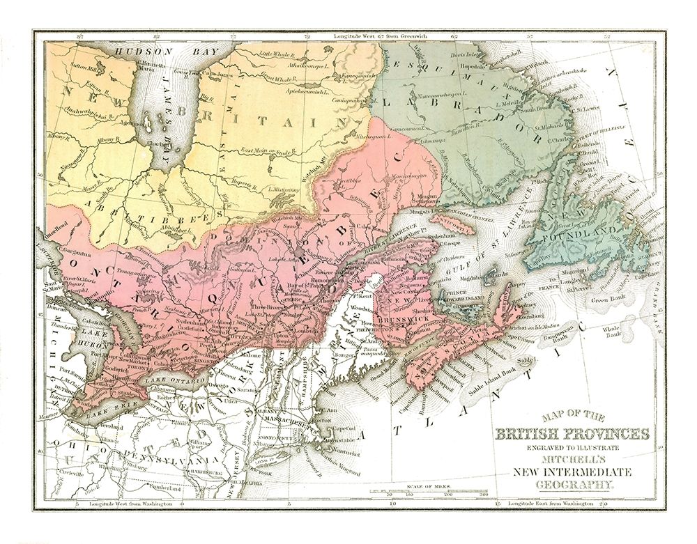 British Provinces Canada - Mitchell 1869 art print by Mitchell for $57.95 CAD