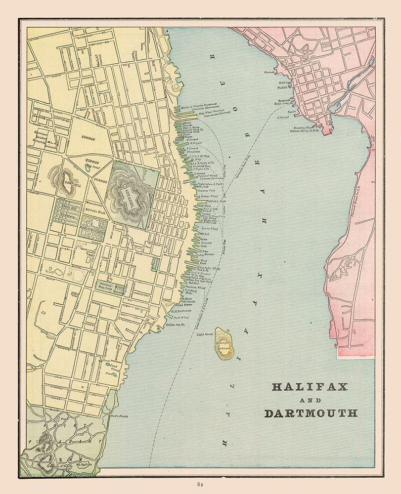 Halifax Dartmouth Canada - Cram 1892 art print by Cram for $57.95 CAD