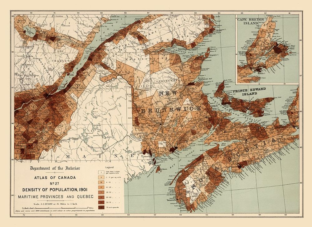 Maritime Provinces Quebec Canada 1901 - White 1906 art print by White for $57.95 CAD