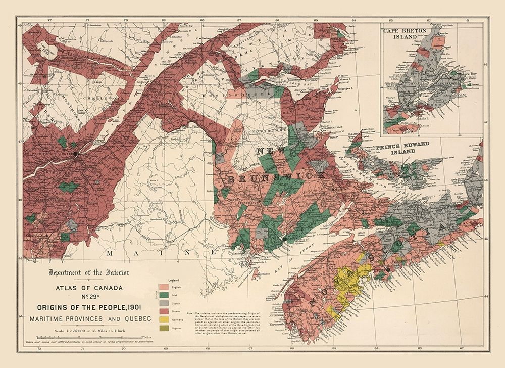 Maritime Provinces Quebec Canada 1901 - White 1906 art print by White for $57.95 CAD