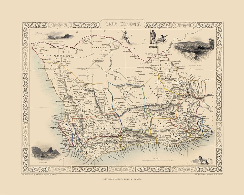 Cape Colony South Africa - Tallis 1851 art print by Tallis for $57.95 CAD